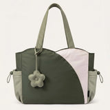 Quilted Color-Block Tote Shoulder Bag