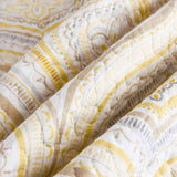 Yellow Grey Geometric Ogee Pattern Quilted 3‑Piece Bedding Set