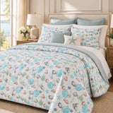 Coastal Sea Life Seashell & Coral Quilted 3-Piece Bedding Set