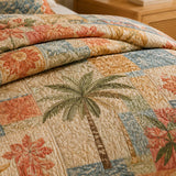 H.PAI Tropical Botanical Quilted 3-Piece Bedding Set – Luxury Quilted Bedding with Matching Pillow Shams