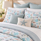 Coastal Sea Life Seashell & Coral Quilted 3-Piece Bedding Set