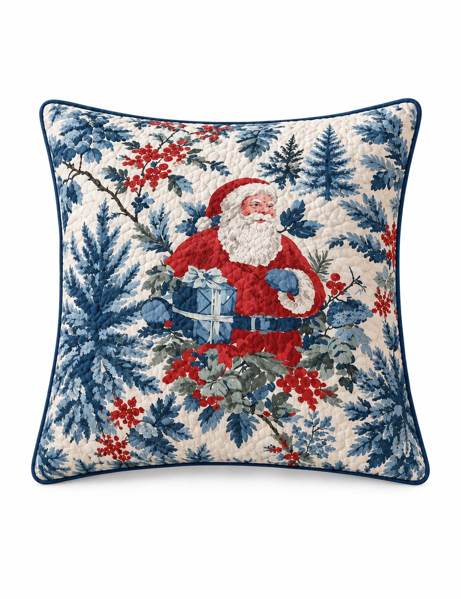 Vintage Santa & Plaid Christmas Quilted Pillow Covers 2-Piece Set