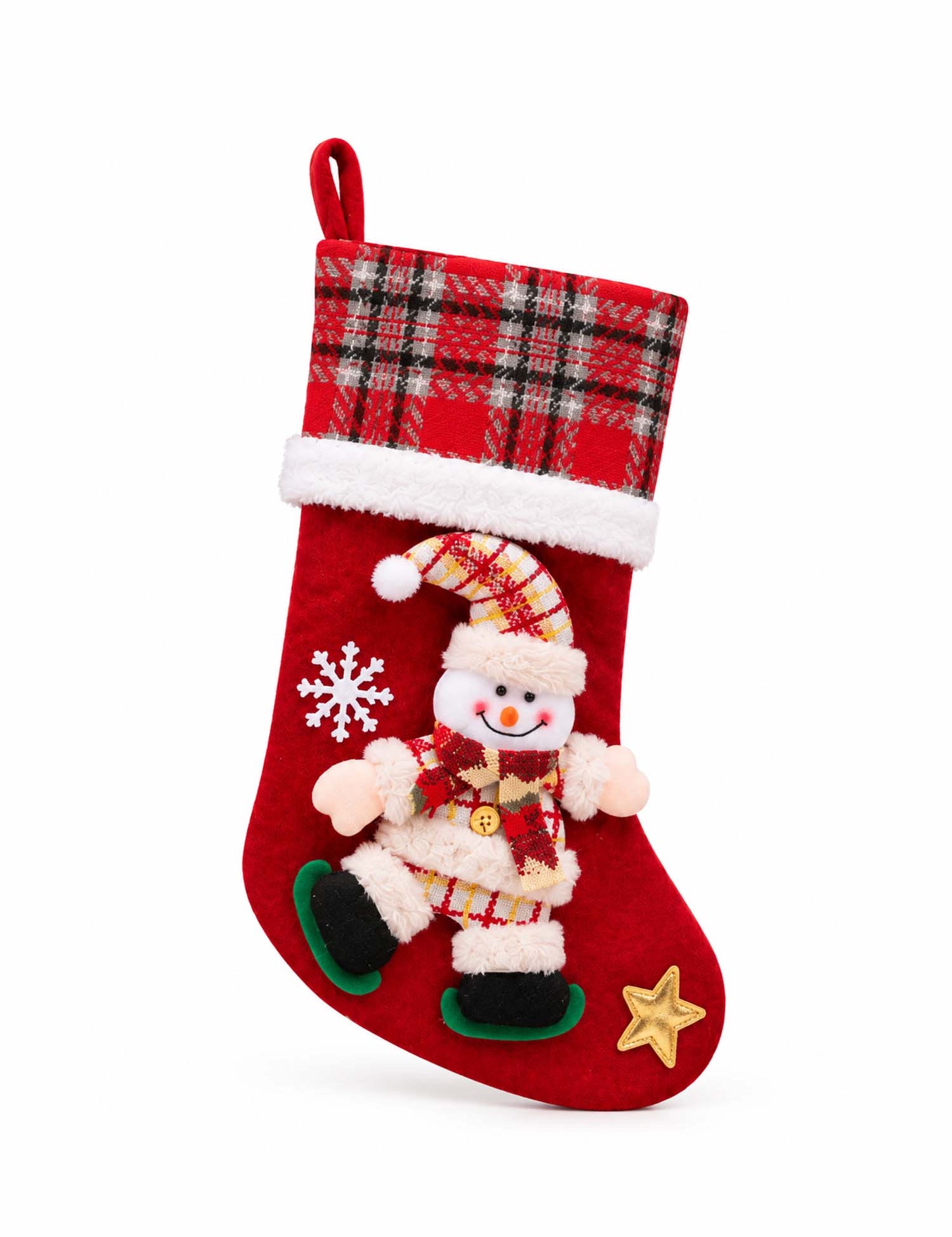 Festive Christmas Character Plaid Stockings