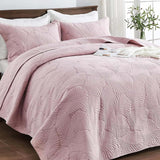 Leaf Texture Quilted 3-Piece Bedding Set