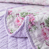 Lavender Rose Patchwork Quilted 3-Piece Bedding Set