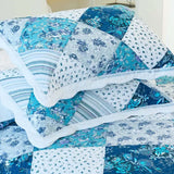 Blue Cottage Patchwork Quilted 3-Piece Bedding Set