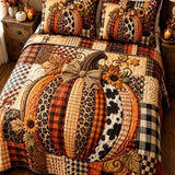 H.PAI Patchwork Pumpkin 3‑Piece Quilted Bedding Set