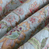Light Blue Country Garden Floral Print Quilted 3‑Piece Bedding Set