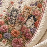 H.PAI Garden Cat Floral Quilted 3-Piece Bedding Set