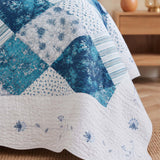 Blue Cottage Patchwork Quilted 3-Piece Bedding Set