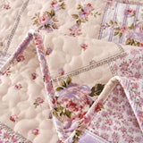 Lavender Floral Patchwork Quilted 3-Piece Bedding Set