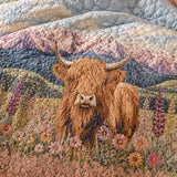 H.PAI Highland Cow Wildflower Meadow Quilted 3-Piece Bedding Set