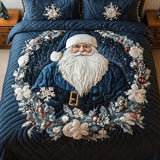 Blue Santa 3‑Piece Quilted Bedding Set