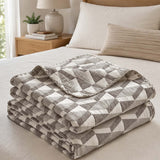 Geometric Patchwork Three-Layer Gauze Cotton Blanket
