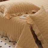 Sage Leaf Double-Layer Gauze Quilted 3-Piece Bedding Set