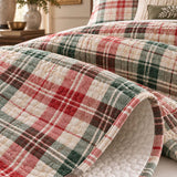 Christmas Plaid Quilted 3-Piece Bedding Set