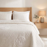 Neutral Textured Circles Quilted 3-Piece Bedding Set