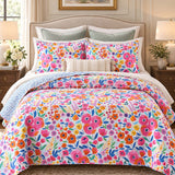 Wildflower Garden Reversible 100% Cotton Quilted 3-Piece Bedding Set