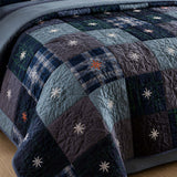 H.PAI Midnight Star Quilted 3-Piece Bedding Set – Dark Americana Quilted Bedding With Matching Pillow Shams