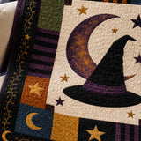 Celestial Witch Hat Patchwork Quilted Blanket