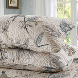 Cottage Style Nature Bird Floral Foliage Quilted 3‑Piece Bedding Set