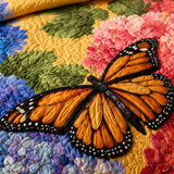 Hydrangea Butterfly Garden Quilted 3-Piece Bedding Set