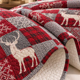 Woodland Deer Christmas Patchwork Quilted 3-Piece Bedding Set