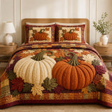 Pumpkin Harvest Quilted 3-Piece Bedding Set