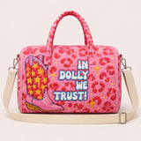 Pink Western Cowgirl Boot Quilted Duffle Bag
