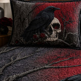 Crimson Raven 3‑Piece Quilted Bedding Set