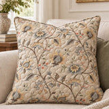 Vintage Botanical Floral Quilted Pillow Cover