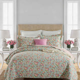 Vintage Rose Floral Print Quilted 3‑Piece Bedding Set