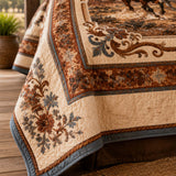 H.PAI Equestrian Horse Patchwork Quilted 3-Piece Bedding Set – Vintage Country Quilted Bedding with Matching Pillow Shams