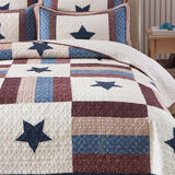 Americana Star Patchwork Quilted 3-Piece Bedding Set