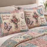 Butterfly Faith Garden Quilted 3-Piece Bedding Set