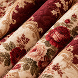 Vintage Burgundy Rose Baroque Quilted 3-Piece Bedding Set