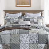 Rose Patchwork Quilted 3-Piece Bedding Set
