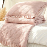 Soft Ruffled Trim Quilted 3‑Piece Bedding Set