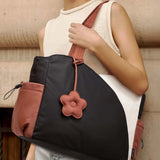 Quilted Color-Block Tote Shoulder Bag