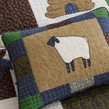 Sheep Farmhouse Folk Patchwork Quilted 3-Piece Bedding Set