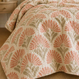 H.PAI Coral Botanical Bloom Quilted 3-Piece Bedding Set