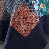 Indigo Paisley Patchwork Quilted 3-Piece Bedding Set