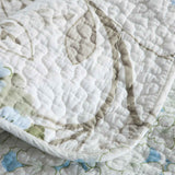 Light Blue Hydrangea Floral Print Quilted 3‑Piece Bedding Set