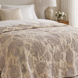 Vintage Grey Peony Floral 100% Cotton Gauze Soft Puff Blanket