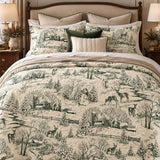 Winter Woodland Toile Quilted 3-Piece Bedding Set