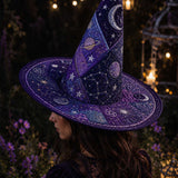 H.PAI Dark Academia CosmicHandcrafted Quilted Witch Hat