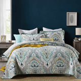 Bohemian Mandala Floral Print Quilted 3‑Piece Bedding Set