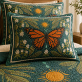 Monarch Butterfly Botanical Garden Quilted 3-Piece Bedding Set