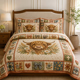 H.PAI Highland Cow Country Patchwork Quilted 3-Piece Bedding Set