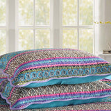 Turquoise Boho Stripe Quilted 3-Piece Bedding Set